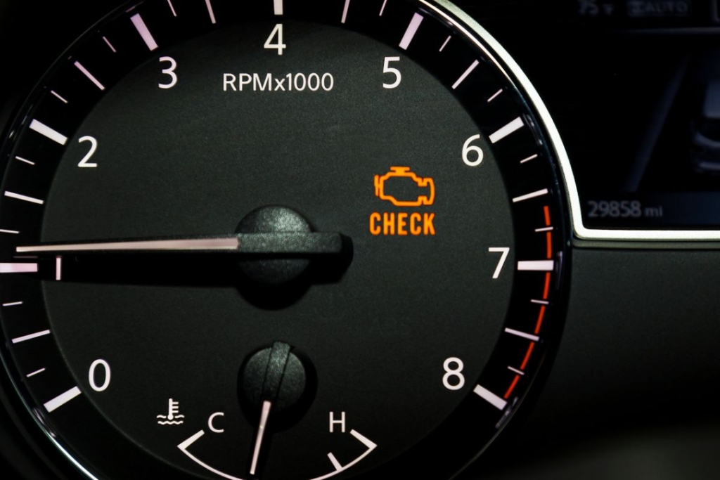 A photo of a check engine light.
